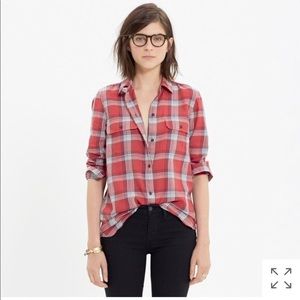 Madewell ex boyfriend plaid cotton shirt